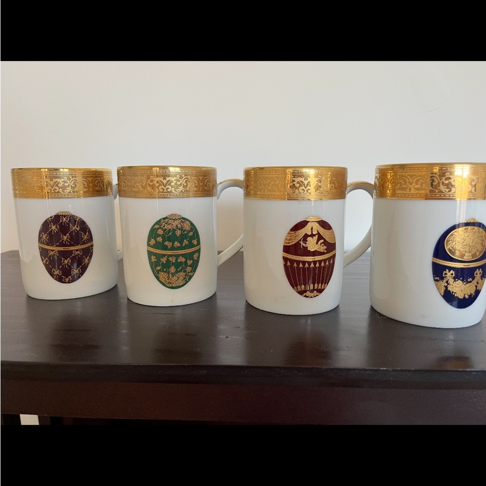 Mid 20th century Victorian 24k gold fabrege eggs muirfield coffee cups #9136